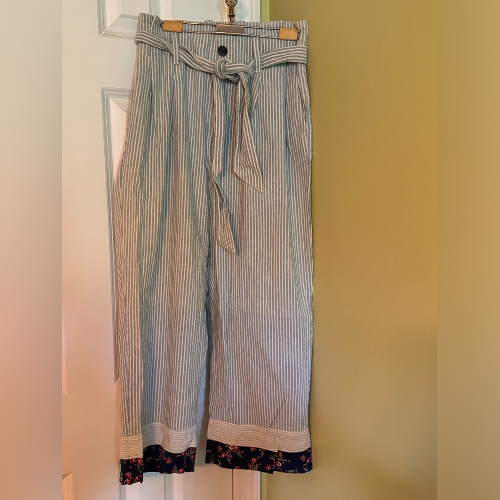 Madewell Denim Project peplum top pants with belt size 10